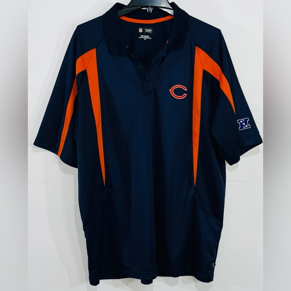 CHICAGO BEARS NFL Team Apparel Polo Style Shirt Navy Orange Men's 2XL